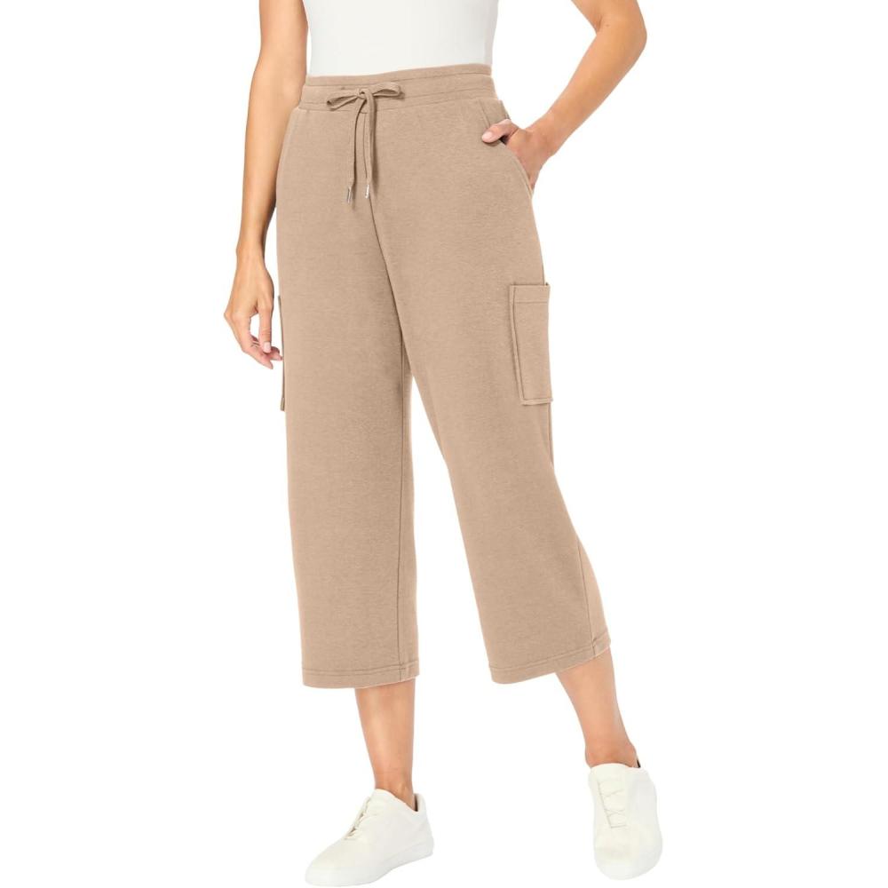 image:imageWoman Within Plus Size Knit Cargo CapriNew Khaki