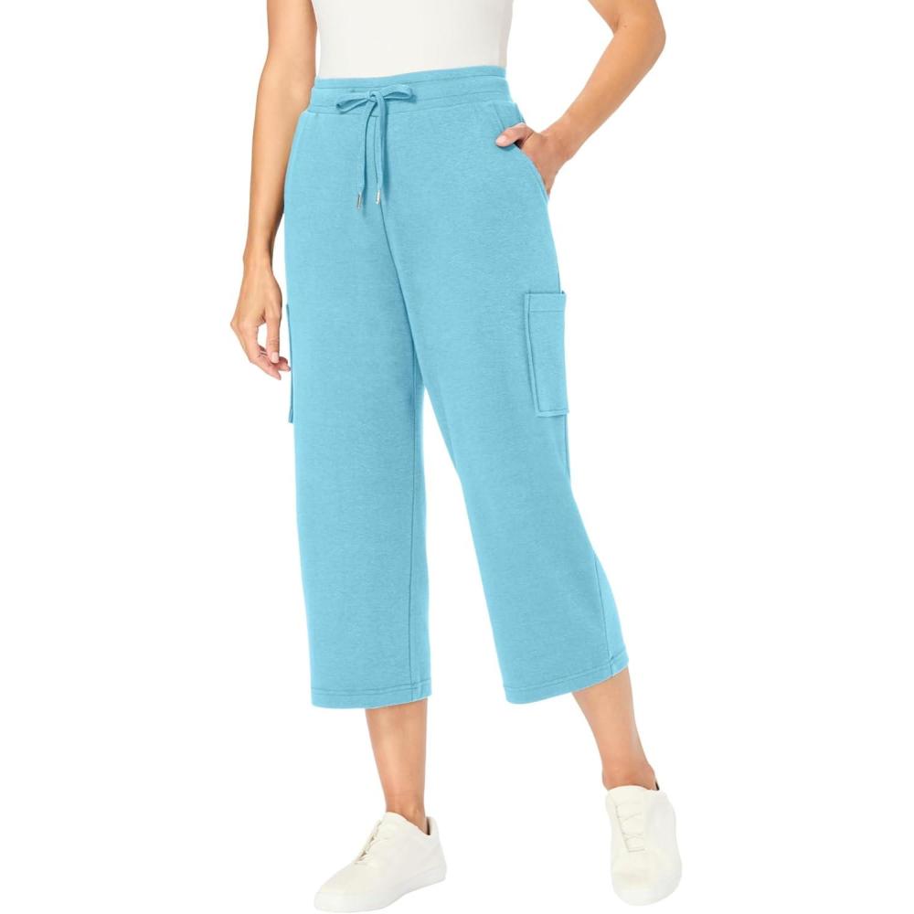 image:imageWoman Within Plus Size Knit Cargo CapriSeamist Blue