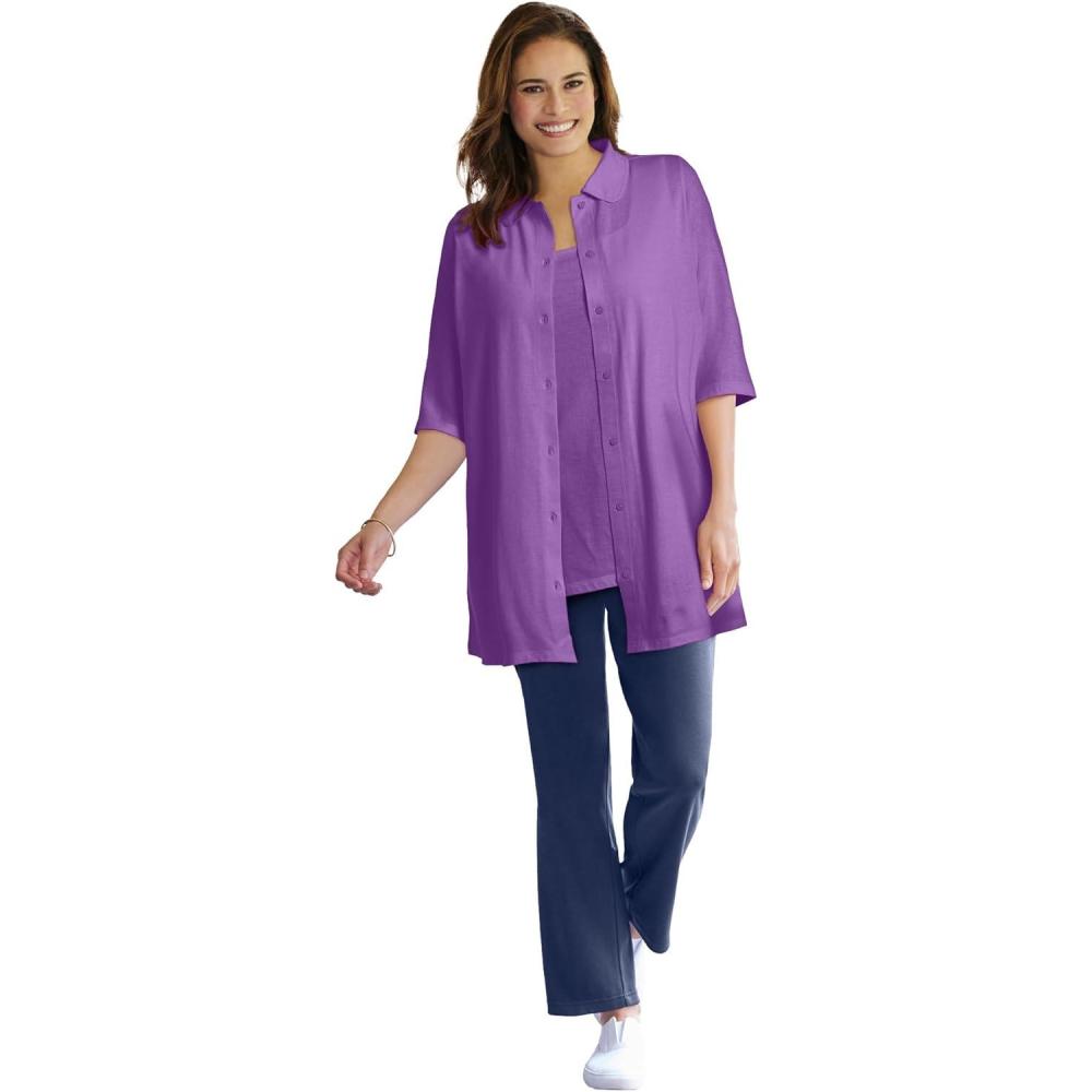 image:imageWoman Within Plus Size Knit Shirt with Free TankPretty Violet