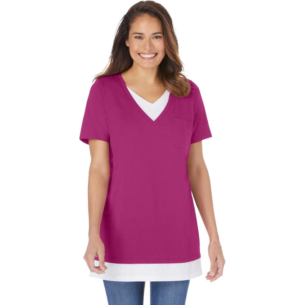 image:imageWoman Within Plus Size LayeredLook TunicRaspberry