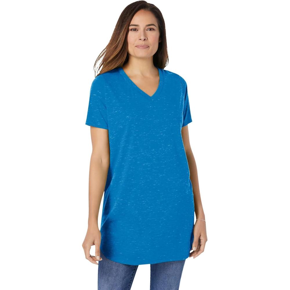 image:imageWoman Within Plus Size Marled VNeck TunicDark Blue Marled