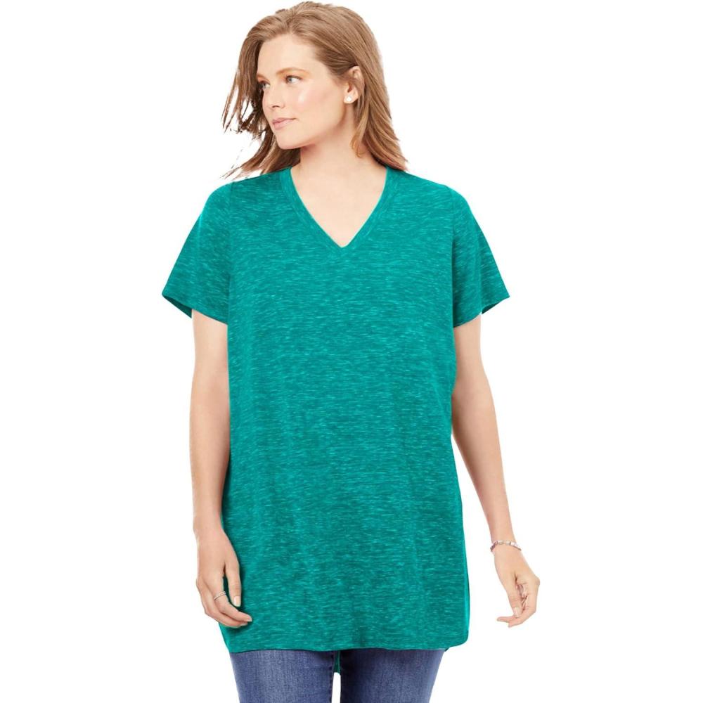image:imageWoman Within Plus Size Marled VNeck TunicDark Waterfall Marled