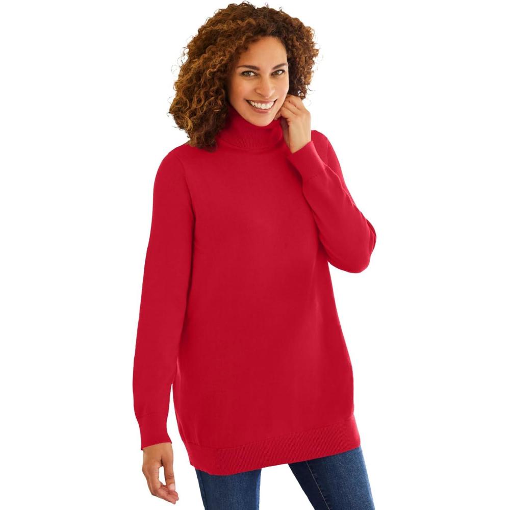 image:imageWoman Within Plus Size Perfect Long Sleeve Turtleneck SweaterClassic Red