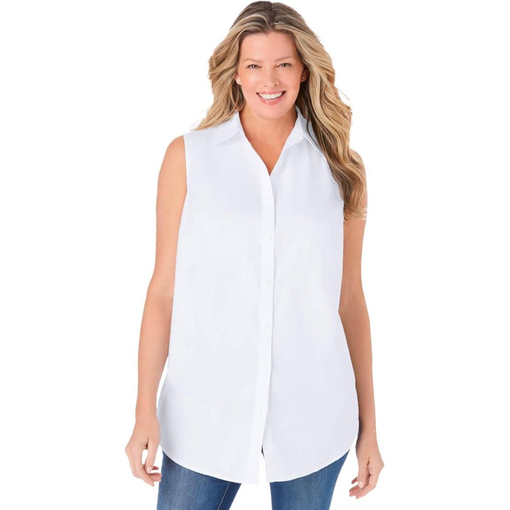 image:imageWoman Within Plus Size Perfect Sleeveless ShirtWhite