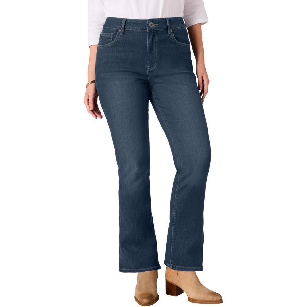 image:imageWoman Within Plus Size Stretch Bootcut Clean JeansIndigo