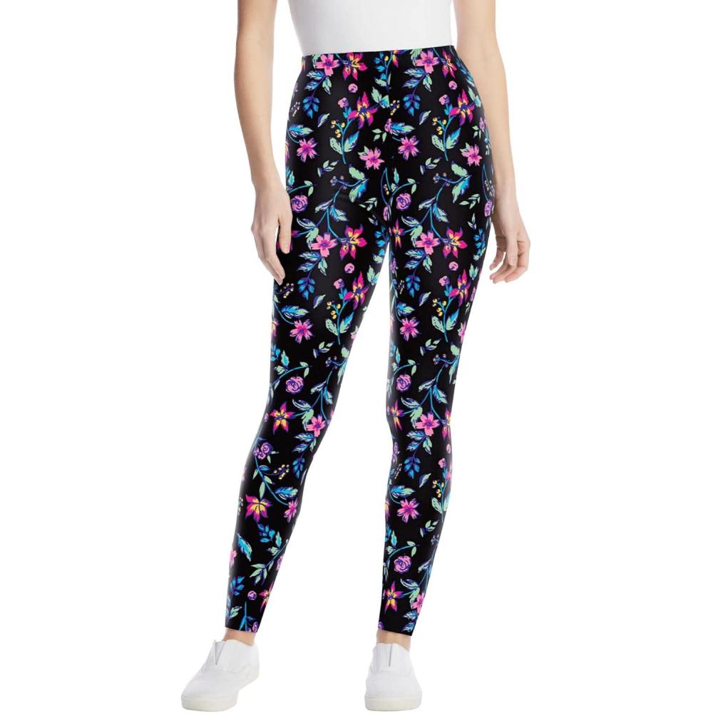 image:imageWoman Within Plus Size StretchCotton Knit PullOn Printed LeggingsMulti Graphic Floral