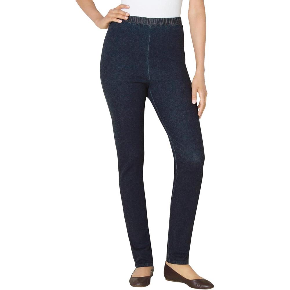image:imageWoman Within Plus Size Tall PullOn ElasticWaist Stretch Fineline Denim JeansIndigo