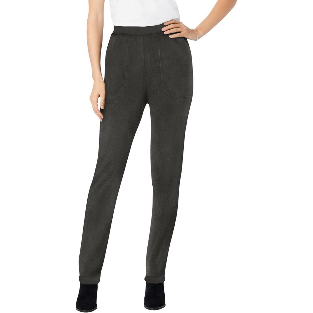 image:imageWoman Within Plus Size Tall StraightLeg Stretch PonteKnit PullOn PantsHeather Charcoal
