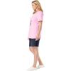 Woman Within Plus Size 2-Piece Knit Tee and Short Set(Vivid Red Americana Stars)