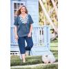 Woman Within Plus Size 2-Piece Tunic And Capri Set(Black Watercolor Floral)