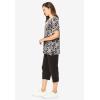 Woman Within Plus Size 2-Piece Tunic And Capri Set(Black Watercolor Floral)