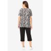 Woman Within Plus Size 2-Piece Tunic And Capri Set(Black Watercolor Floral)