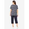Woman Within Plus Size 2-Piece Tunic And Capri Set(Navy Ditsy)