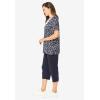 Woman Within Plus Size 2-Piece Tunic And Capri Set(Navy Ditsy)