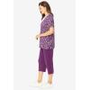 Woman Within Plus Size 2-Piece Tunic And Capri Set(Plum Purple Ditsy)