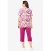 Woman Within Plus Size 2-Piece Tunic And Capri Set(Raspberry Palm Leaf)