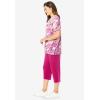 Woman Within Plus Size 2-Piece Tunic And Capri Set(Raspberry Palm Leaf)
