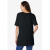 Woman Within Plus Size 7-Day Embroidered Layered-Look Tunic(Black Flower Embroidery)