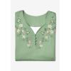 Woman Within Plus Size 7-Day Layered-Look Embroidered Henley Tunic(New Khaki Embroidery)