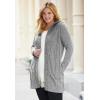 Woman Within Plus Size Cable Cardigan Hoodie Sweater(Medium Heather Grey)