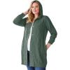Woman Within Plus Size Cable Cardigan Hoodie Sweater(Pine)