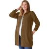 Woman Within Plus Size Cable Cardigan Hoodie Sweater(Toffee)