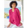 Woman Within Plus Size Curved Hem Pointelle Cardigan Sweater(Pretty Turquoise)