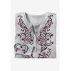 Woman Within Plus Size Embroidered Henley Tee(Pink Scroll)