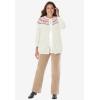 Woman Within Plus Size Fair Isle Cardigan Sweater(Navy Fair Isle Stripe)