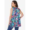 Woman Within Plus Size High-Low Tank(Black Multi Tropicana)