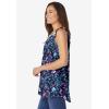 Woman Within Plus Size High-Low Tank(Navy Multi Florals)