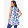 Woman Within Plus Size High-Low Tank(White Multi Batik)