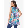 Woman Within Plus Size High-Low Tank(White Multi Tropicana)