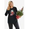 Woman Within Plus Size Holiday Graphic Tee(Black Holiday Trees)