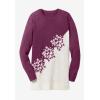 Woman Within Plus Size Holiday Snowflake Jacquard Sweater(Deep Claret Snowflake Embroidery)