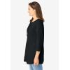 Woman Within Plus Size Lace-Up Three-Quarter Sleeve Tee(Black)