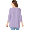 Woman Within Plus Size Lace-Up Three-Quarter Sleeve Tee(Pale Lilac)
