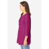 Woman Within Plus Size Lace-Up Three-Quarter Sleeve Tee(Raspberry)