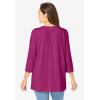 Woman Within Plus Size Lace-Up Three-Quarter Sleeve Tee(Raspberry)