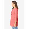Woman Within Plus Size Lace-Up Three-Quarter Sleeve Tee(Sweet Coral)