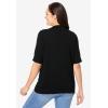 Woman Within Plus Size Lightweight Short Sleeve V-Neck Cardigan Sweater(Black)
