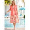 Woman Within Plus Size Lightweight Short Sleeve V-Neck Cardigan Sweater(Sweet Coral)