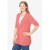 Woman Within Plus Size Lightweight Short Sleeve V-Neck Cardigan Sweater(Sweet Coral)