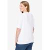 Woman Within Plus Size Lightweight Short Sleeve V-Neck Cardigan Sweater(White)