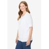 Woman Within Plus Size Lightweight Short Sleeve V-Neck Cardigan Sweater(White)