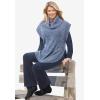 Woman Within Plus Size Marled Knit Cowl Neck Poncho Sweater(Deep Claret White Marled)