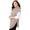 Woman Within Plus Size Marled Knit Cowl Neck Poncho Sweater(New Khaki Chocolate Marled)