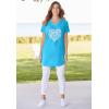 Woman Within Plus Size Marled V-Neck Tunic(Grass Butterfly)