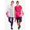 Woman Within Plus Size Marled V-Neck Tunic(Grass Butterfly)