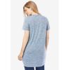 Woman Within Plus Size Marled V-Neck Tunic(Navy Pink Floral Placement)
